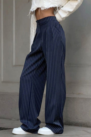Striped Wide-Leg Casual Pants