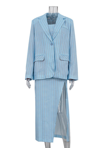 Striped Blazer and Dress Set