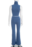 Sleeveless High Neck Pants Set