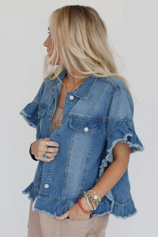 Frayed Hem Denim Jacket