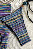 Striped Bikini Set with Cover-Up