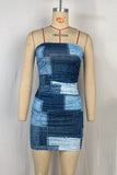 Strapless Patchwork Mini Dress