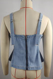 Denim Tank Top with Square Neckline