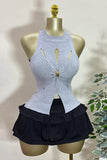 Elegant Ribbed Tank with Knotted Detail