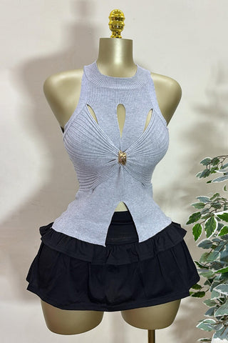 Elegant Ribbed Tank with Knotted Detail