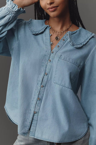 Button-Front Collared Blouse