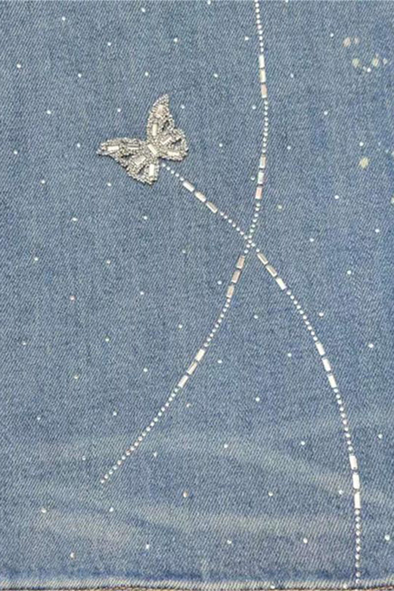 Wide-Leg Straight Jeans with Embellishments