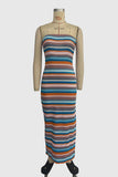 Striped Strapless Casual Dress
