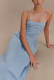Sleeveless Denim Midi Dress