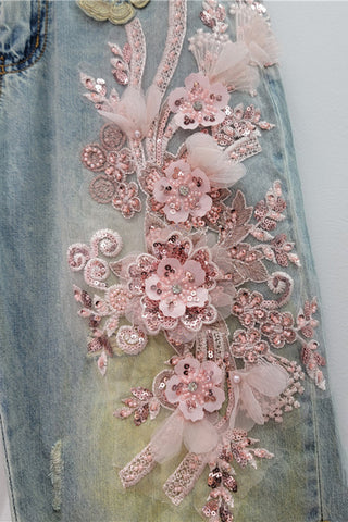 Floral Denim Shorts