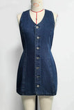 Button-Front Denim Mini Dress