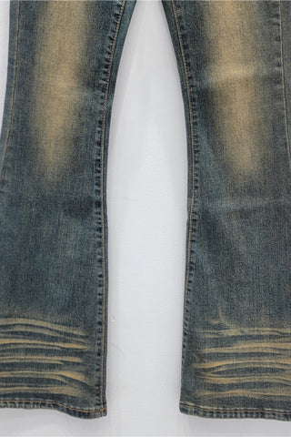 Star-Studded Flare Jeans with Distressed Details