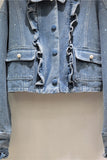 Ruffle-Trim Denim Jacket