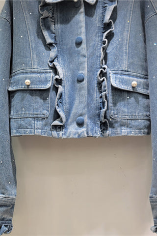 Ruffle-Trim Denim Jacket