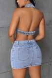 Halter Denim Mini Dress