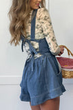 Denim Overall Romper with Adjustable Straps