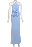 Halter Drape Casual Maxi Dress