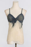 Sheer Lace Overlay Denim Set