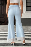 Lace Insert Flared Casual Pants