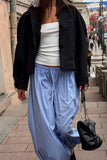 Elastic-Waist Wide-Leg Casual Pants
