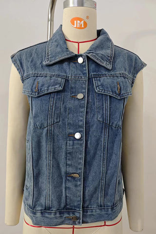 Button-Front Denim Vest