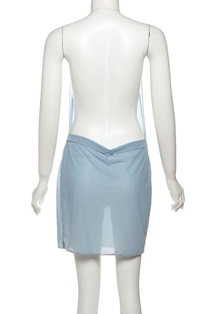 Halter Neck Casual Dress with Draped Detail