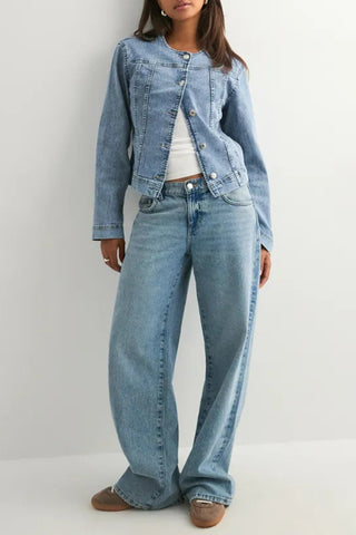 Button-Front Denim Jacket