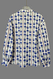 Patterned Button-Up Blouse