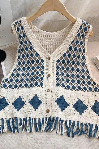 Crochet Button-Front Vest