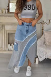 Patchwork Denim Skirt