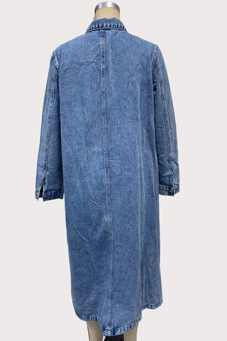 Stylish Button-Up Long Denim Jacket