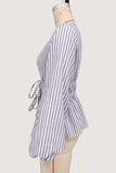 Tie-Front Striped Blouse