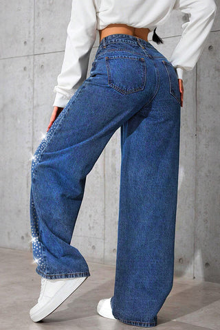 Starry Pattern Straight-Leg Jeans