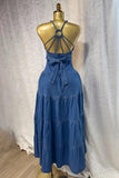 Tiered Button-Front Denim Dress