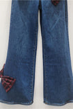 Bow-Accent Wide-Leg Straight Jeans