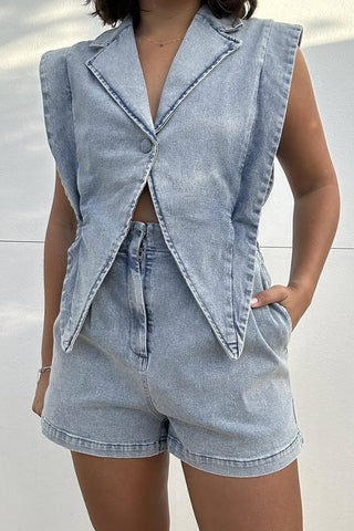 Sleeveless Denim Romper