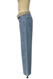 Fold-Over Waist Wide Leg Jeans