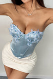 Floral Appliqué Corset Tank Top
