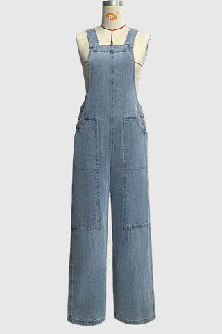 Casual Wide-Leg Denim Jumpsuit