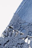 Lace-Detail Wide-Leg Denim Jeans
