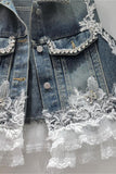 Embellished Lace Denim Vest