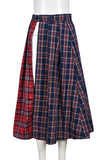 Plaid Patterned Midi Skirt with Wrap Detail