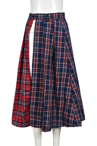 Plaid Patterned Midi Skirt with Wrap Detail