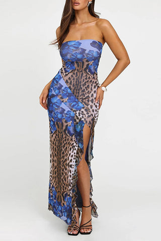 Strapless Printed Maxi Dress