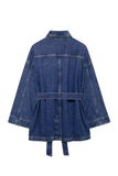 Belted Button-Front Denim Jacket