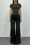 High-Waist Wide Leg Jeans with Ties