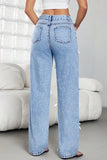 Bow-Accent Straight-Leg Jeans