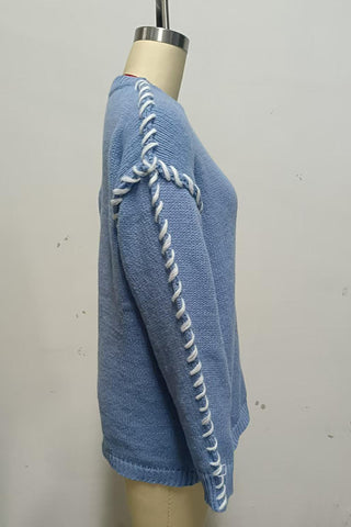Loose Knit Sweater with Contrast Stitch