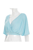 Draped V-Neck Batwing T-Shirt