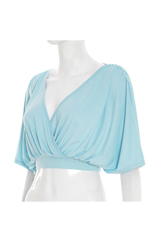 Draped V-Neck Batwing T-Shirt